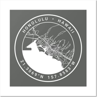 Honolulu Map Posters and Art